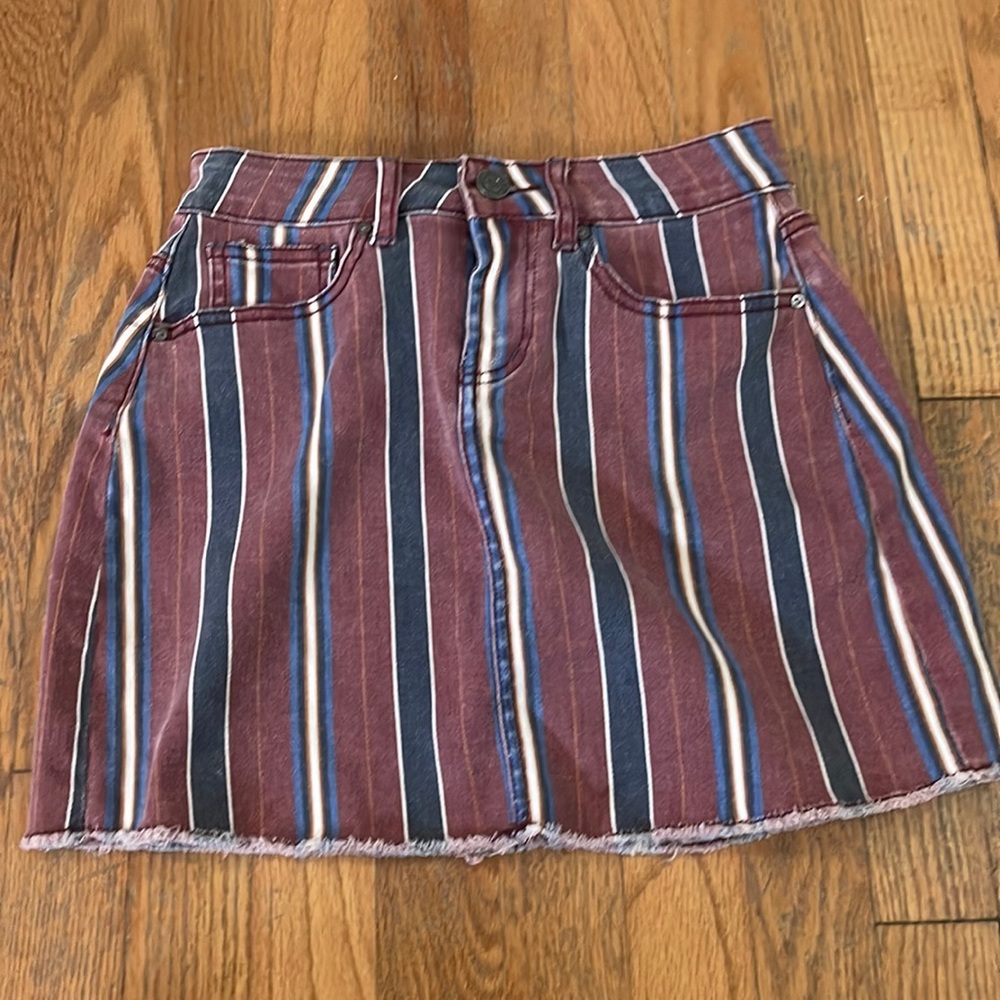 colorful jean skirt